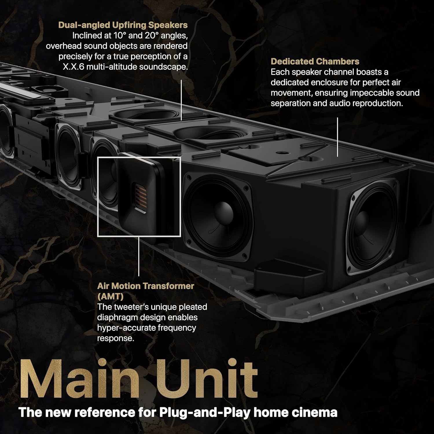 Nakamichi Dragon 11.4.6-Ch Surround System w Dolby Atmos/DTS:X Pro (Pro Cinema Engine)  HiFi AMTs  Dual-Opposing 8" Subs  Bipolar Surr  6 Discrete Height Ch  3000 Watts Max Output. AVR-Grade Soundbar