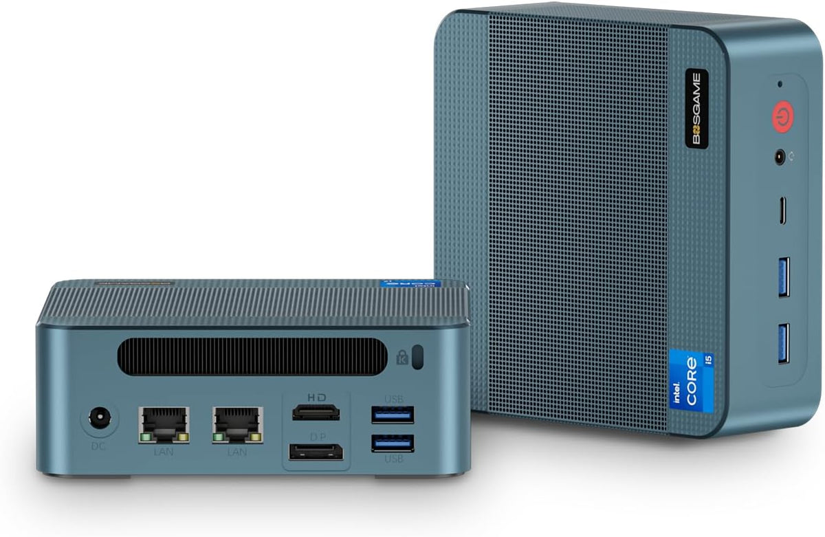 BOSGAME P2 Mini PC Intel i5-12450H (12th Gen  8-Core) | 16GB DDR4 512GB NVMe SSD | Triple 4K Display(HDMI/USB-C/DP) | Dual 2.5G LAN | Wi-Fi 6 & BT 5.2 | Win 11 Pro | Compact Desktop for Office  HTPC