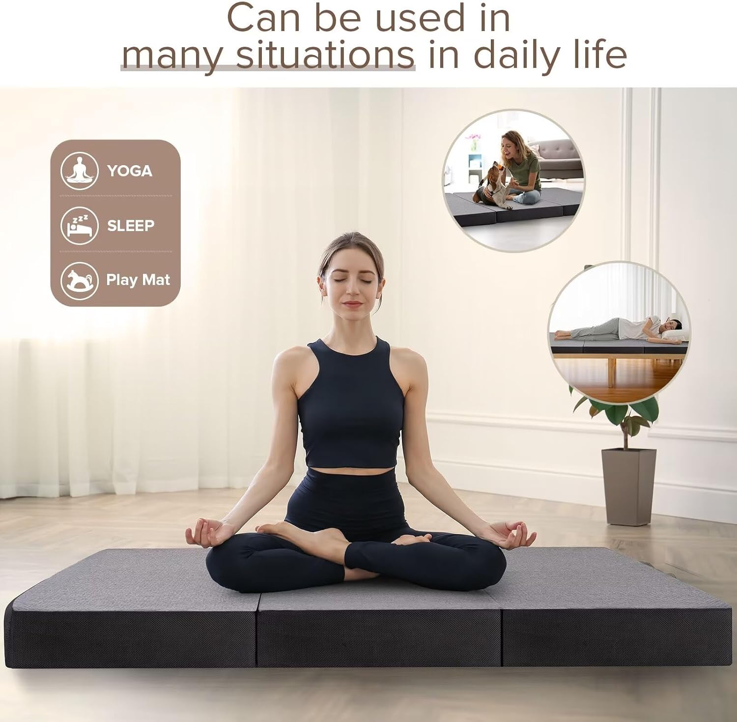 Vamcheer Tri Folding Mattress Full Size - 6 Inch Foldable Mattress for Travel/RV/Camping/Guest Room/Yoga, 73"x52"x6" Tri-fold Memory Foam Cushion with Washable Cover
