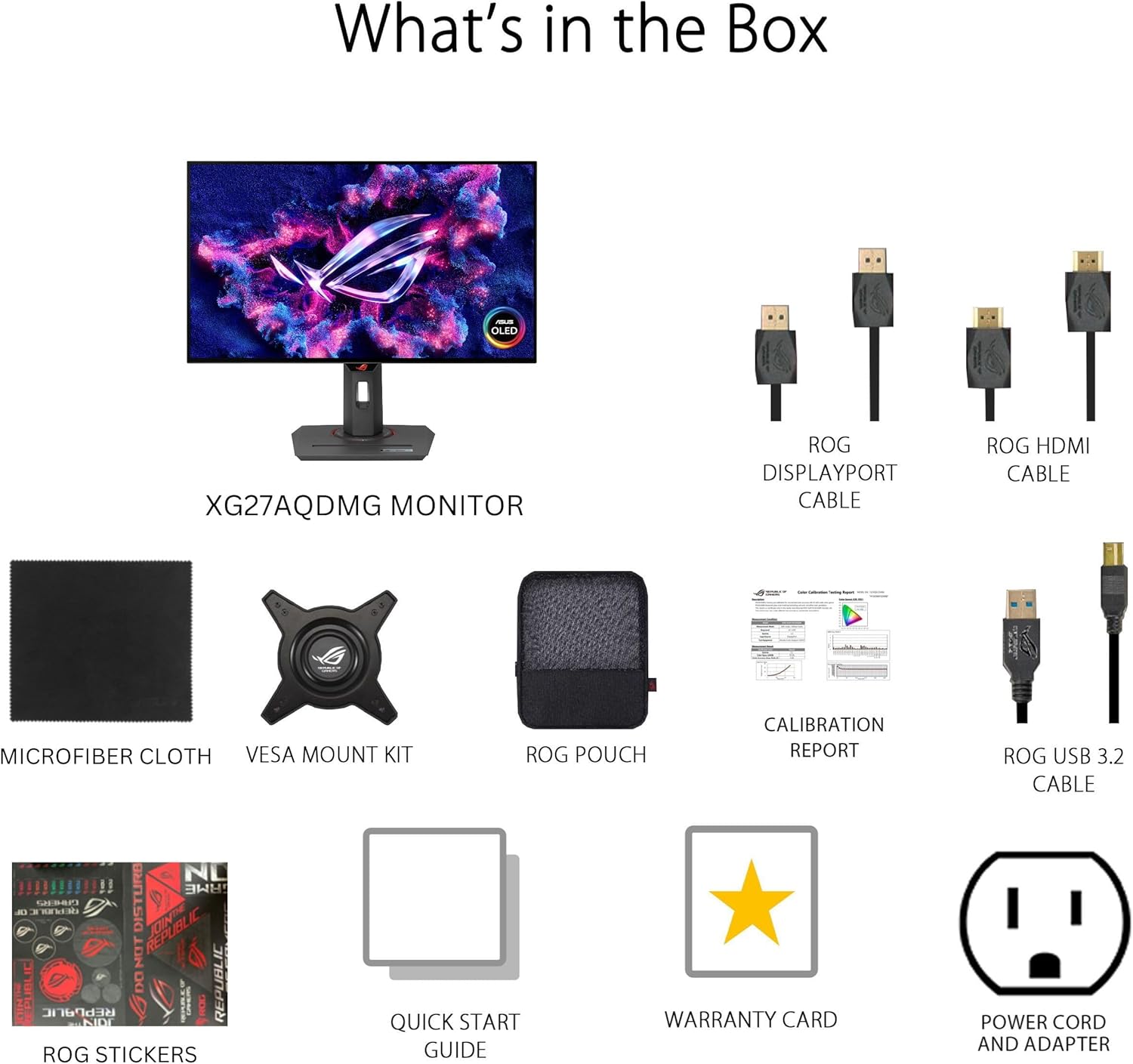 ASUS ROG Strix 27” 1440P OLED Gaming Monitor (XG27AQDMG) - QHD  Glossy OLED  240Hz  0.03ms  Custom Heatsink  Anti-flicker Uniform Brightness  G-SYNC Compatible  99% DCI-P3  DisplayWidget  3yr warranty