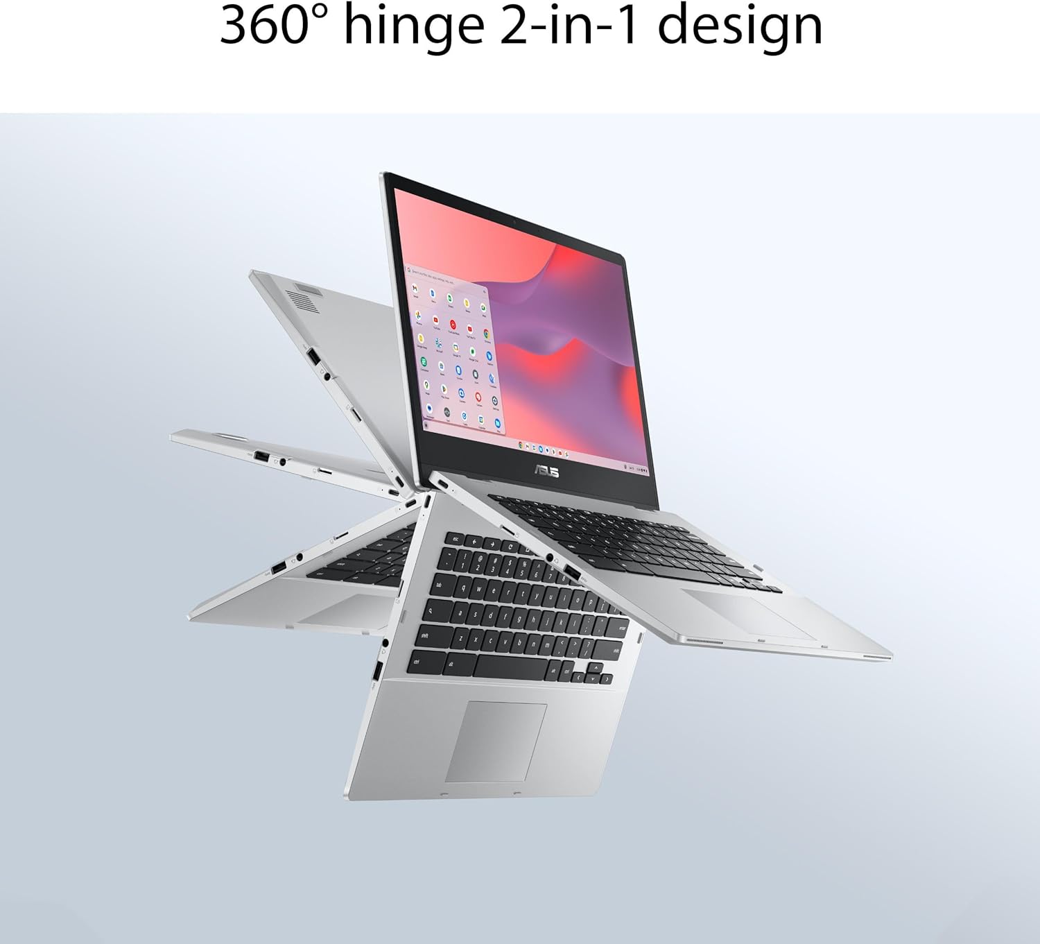 ASUS Chromebook Flip CX1 Convertible Laptop  14" FHD NanoEdge 360-degree Touchscreen  Intel Celeron N4500 Processor  128GB eMMC Storage  8GB RAM  ChromeOS  Transparent Silver  CX1400FKA-AS88FT