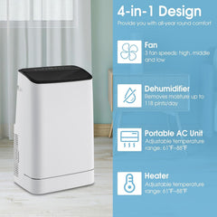 15000 BTU Portable Air Conditioner w/Heating, Dehumidifying, and Auto Swing Functions, APP/Remote Control, 24H Timer, with Window Installation Kit Included, Suitable for Spaces up to 800 Square Feet