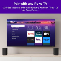 Roku Wireless Speakers - Set of 2 (Pack of 1) - Compatible with Roku TV  Streambar  and Streambar Pro (SE is not compatible)