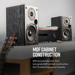 Polk Audio T15 Home Theater and Stereo Bookshelf Speakers – Deep Bass Response  Dolby and DTS Surround  Wall-Mountable  Pair  Black