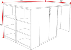 Regency Legacy Stand Up Desk/ 3 Storage Cabinet Quad with Bookcase End- Mahogany