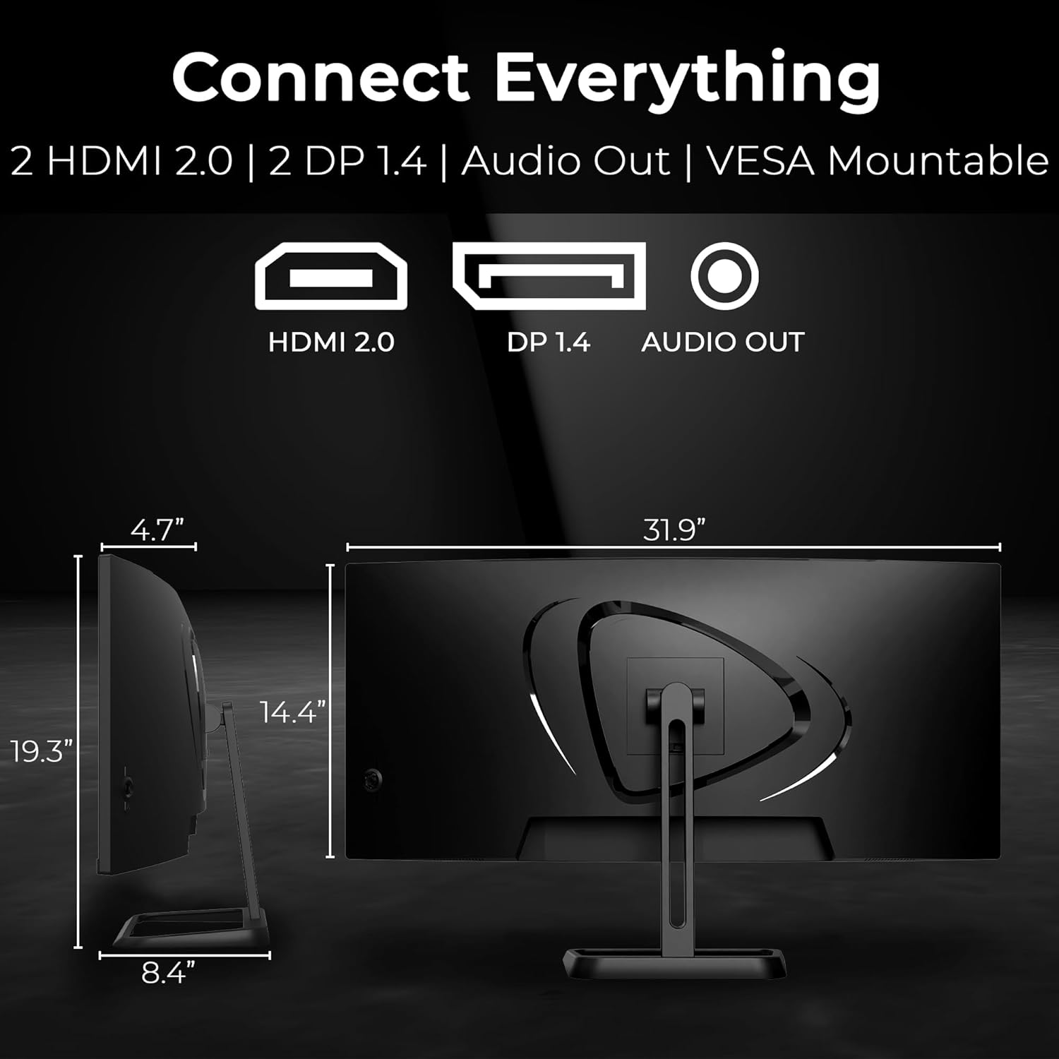 Deco Gear 34-Inch Business Curved Super UltraWide WQHD Monitor 3440 × 1440 R1500 100Hz 1ms 100% sRGB HDR 2× DisplayPort 2× HDMI Tilt Adjustable PIP/PBP Low Blue Light  American Seller