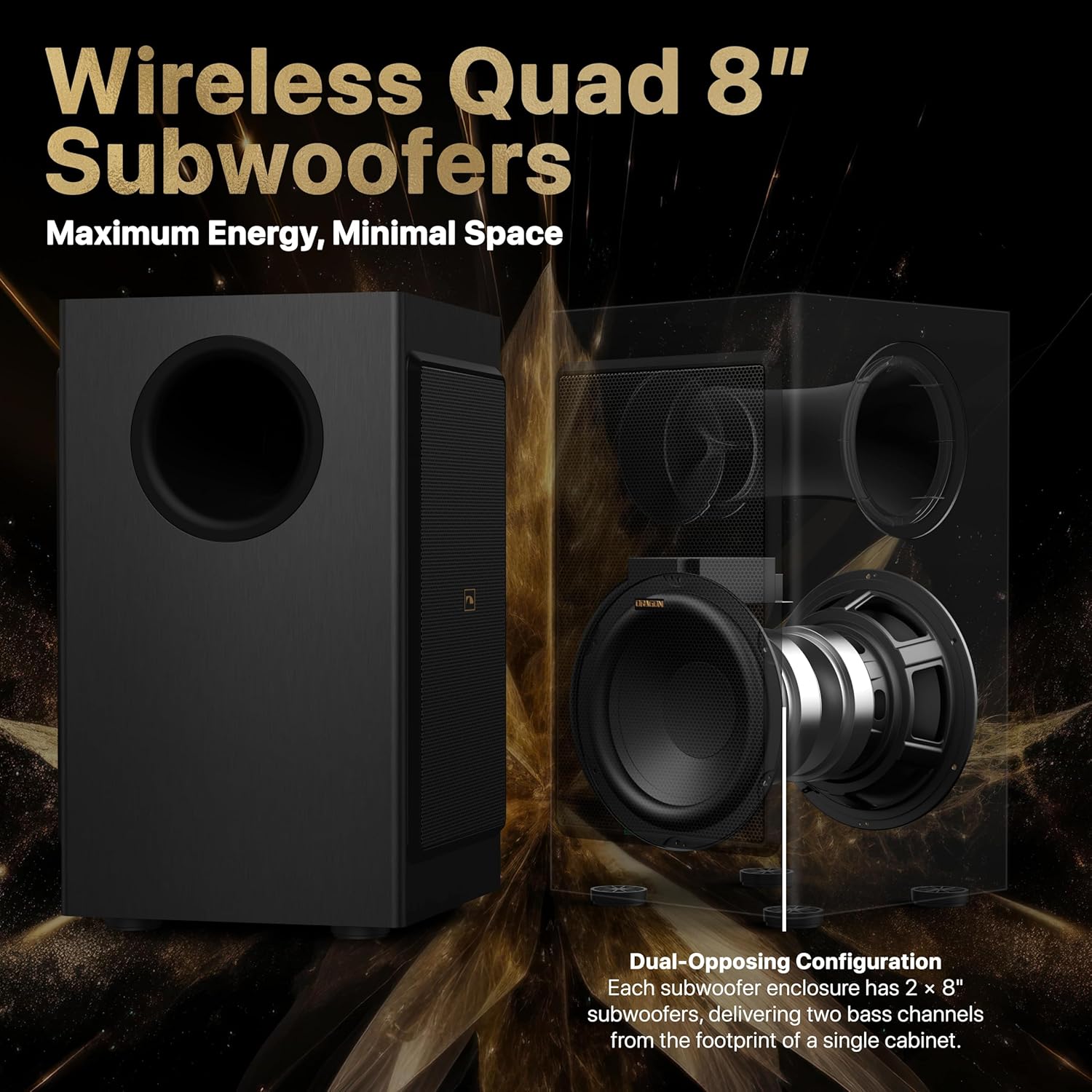 Nakamichi Dragon 11.4.6-Ch Surround System w Dolby Atmos/DTS:X Pro (Pro Cinema Engine)  HiFi AMTs  Dual-Opposing 8" Subs  Bipolar Surr  6 Discrete Height Ch  3000 Watts Max Output. AVR-Grade Soundbar
