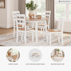 Signature Design by Ashley Gesthaven Casual Dining Drop Leaf Table, Light Brown & White