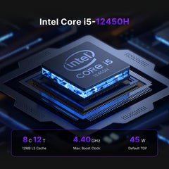 BOSGAME P2 Mini PC Intel i5-12450H (12th Gen  8-Core) | 16GB DDR4 512GB NVMe SSD | Triple 4K Display(HDMI/USB-C/DP) | Dual 2.5G LAN | Wi-Fi 6 & BT 5.2 | Win 11 Pro | Compact Desktop for Office  HTPC