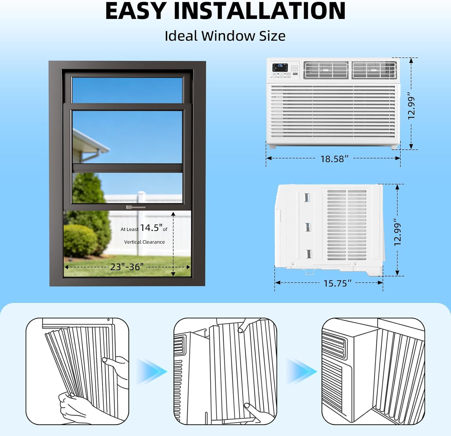 Antarctic Star 6,000 BTU Window Air Conditioner, Window AC Unit, Cools Rooms up to 250 Sq.Ft., 6 in 1 Modes Air Conditioner Window Unit with Remote Control, Easy to Install, Energy Saving, White