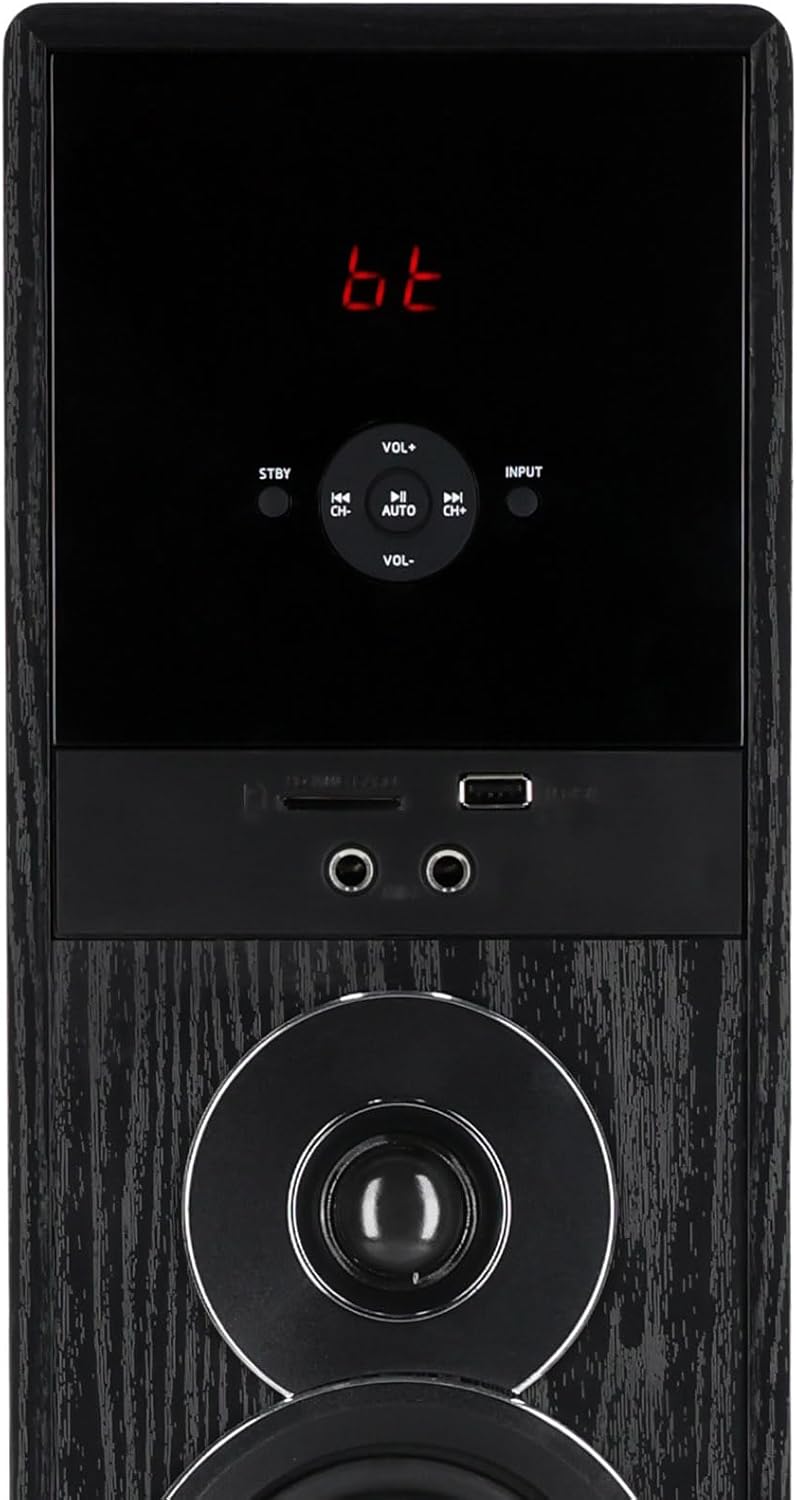 Rockville TM150B Powered Home Theater Tower Speaker System  Black  1000W  10" Subwoofers  Bluetooth  USB/SD Playback  FM Radio  Remote Control  Karaoke Ready  Perfect for Home Entertainment