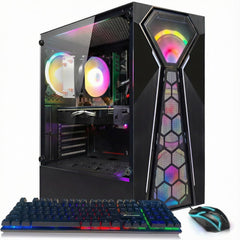STGAubron Gaming PC Desktop Computer  AMD Ryzen 3 3200G 3.6 GHz  Radeon RX 580 8G  16G RAM  512G SSD  WiFi 6  BT 5.0  RGB Fan x 4  Windows 11 Home