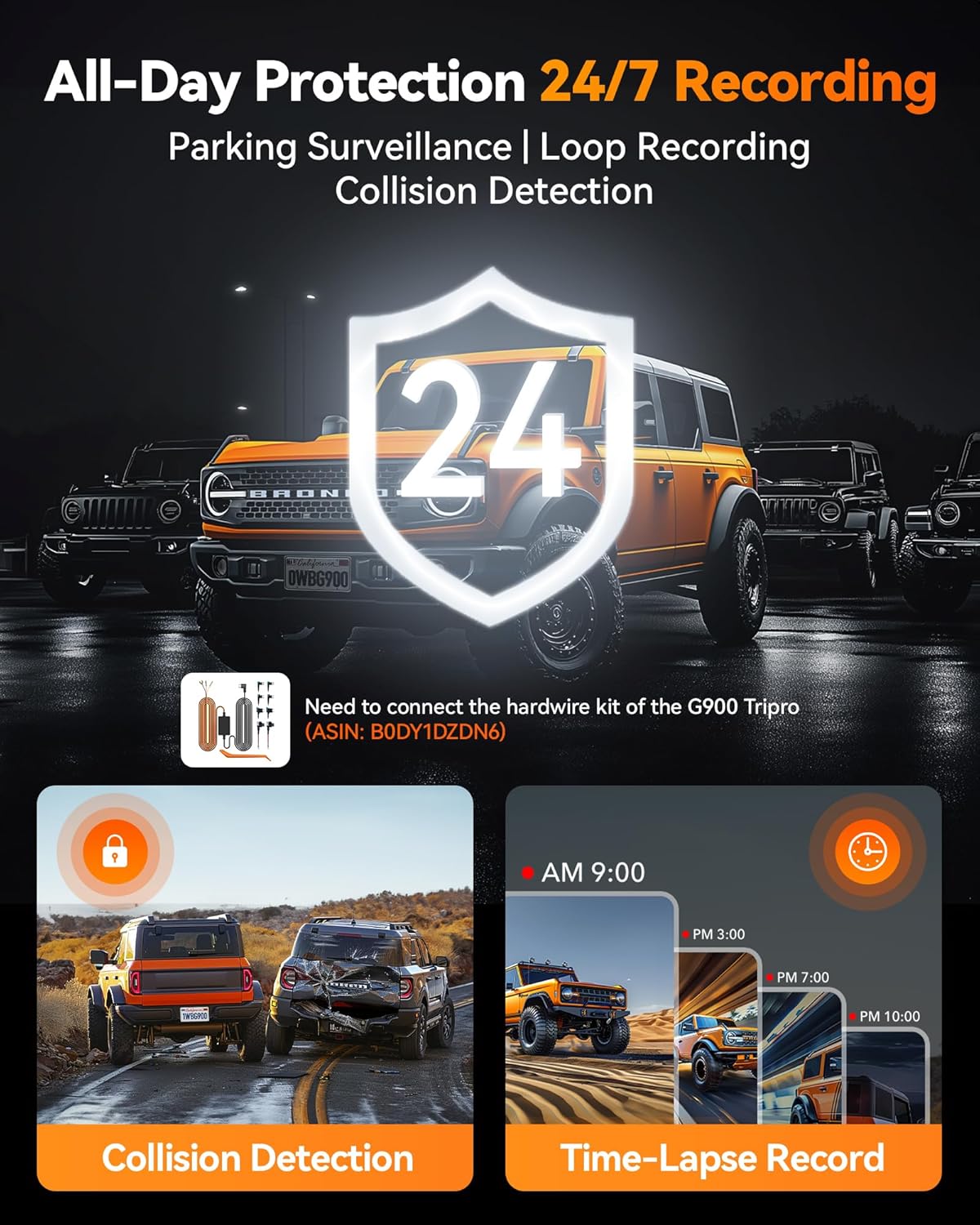 WOLFBOX G900 Tripro Bumper Version 3 Channel 4K Mirror Dash Cam  8MP STARVIS 2 IMX678 Night Vision  4K+2.5K+1080P Front and Rear Bumper Dash Cam  5.8GHz WiFi  Voice Control  Includes 256GB Card & GPS