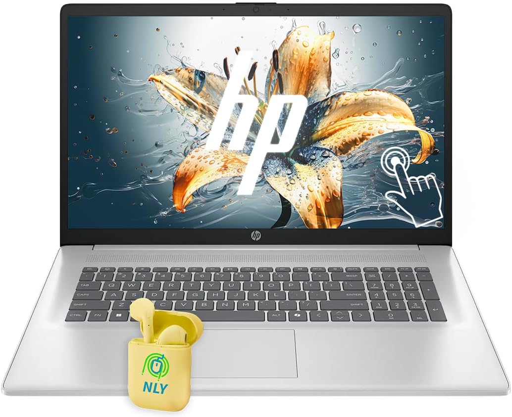 HP 17 Laptop  17.3" HD+ LED Anti-Glare Touchscreen Business Laptop Computer  Windows 11 Laptop 32GB RAM 1TB SSD  AMD Ryzen 5 Processor  AMD Radeon Graphics  Numeric Keypad  NLY Earphones  Silver