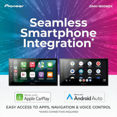 Pioneer DMH-1800NEX 6.8" Double-Din Digital Multimedia Receiver - Built in Bluetooth  Wired Apple CarPlay and Android Auto  Touchscreen  Rear Camera Input
