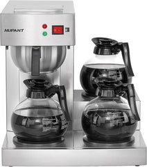 12 Cup Commercial Coffee Maker,Drip Coffee Maker Machine with 3 Warmers Plate and 3 Glass Decanters, Stainless Steel Pour Over Commercial Coffee Brewer for Restaurant, Office, Cafe Use