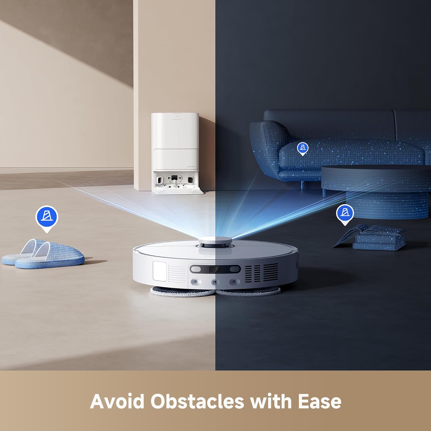 DREAME L40s Ultra CE Robot Vacuum and Mop Combo with Self-Emptying Dock, 13,000Pa Suction, Mop Self-Cleaning and Auto-Raising, Ultrasonic Carpet Sensing, Ideal for Pet Hair, Carpet and Hard Floors