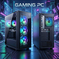 STGAubron Gaming PC Desktop  AMD Ryzen 5 2600 up to 3.9G  Radeon RX 580 16G  16G DDR4  512G SSD  WiFi 6  BT 5.0  RGB Fan x4  Windows 11 Home