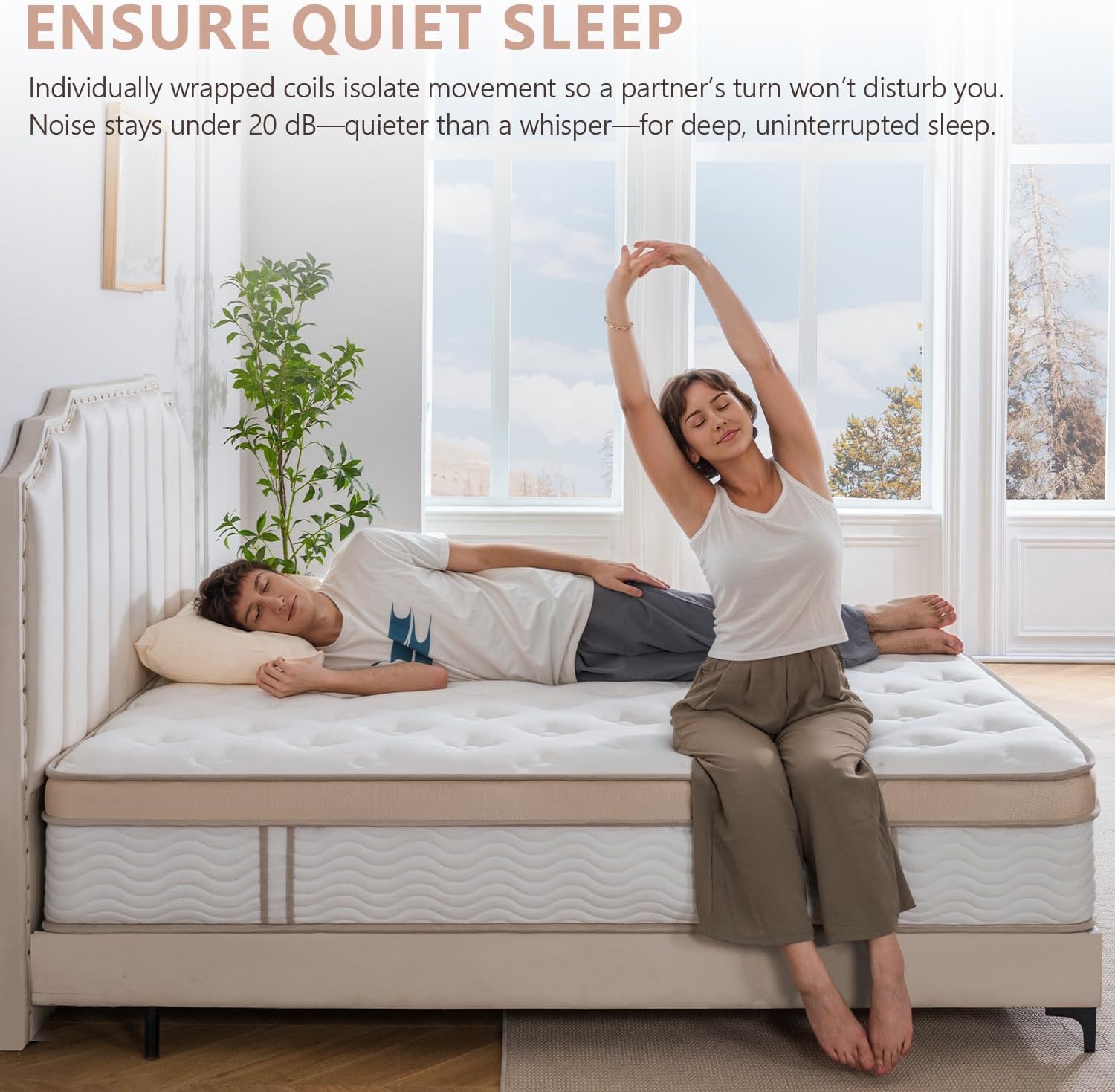 Queen Mattress 12 Inch Plush Soft Hybrid Cooling Breathable Memory Foam and Pocket Spring Bed, Pressure Relief, Zoned Support, Back Pain Relief, Fiberglass Free CertiPUR-US Certified