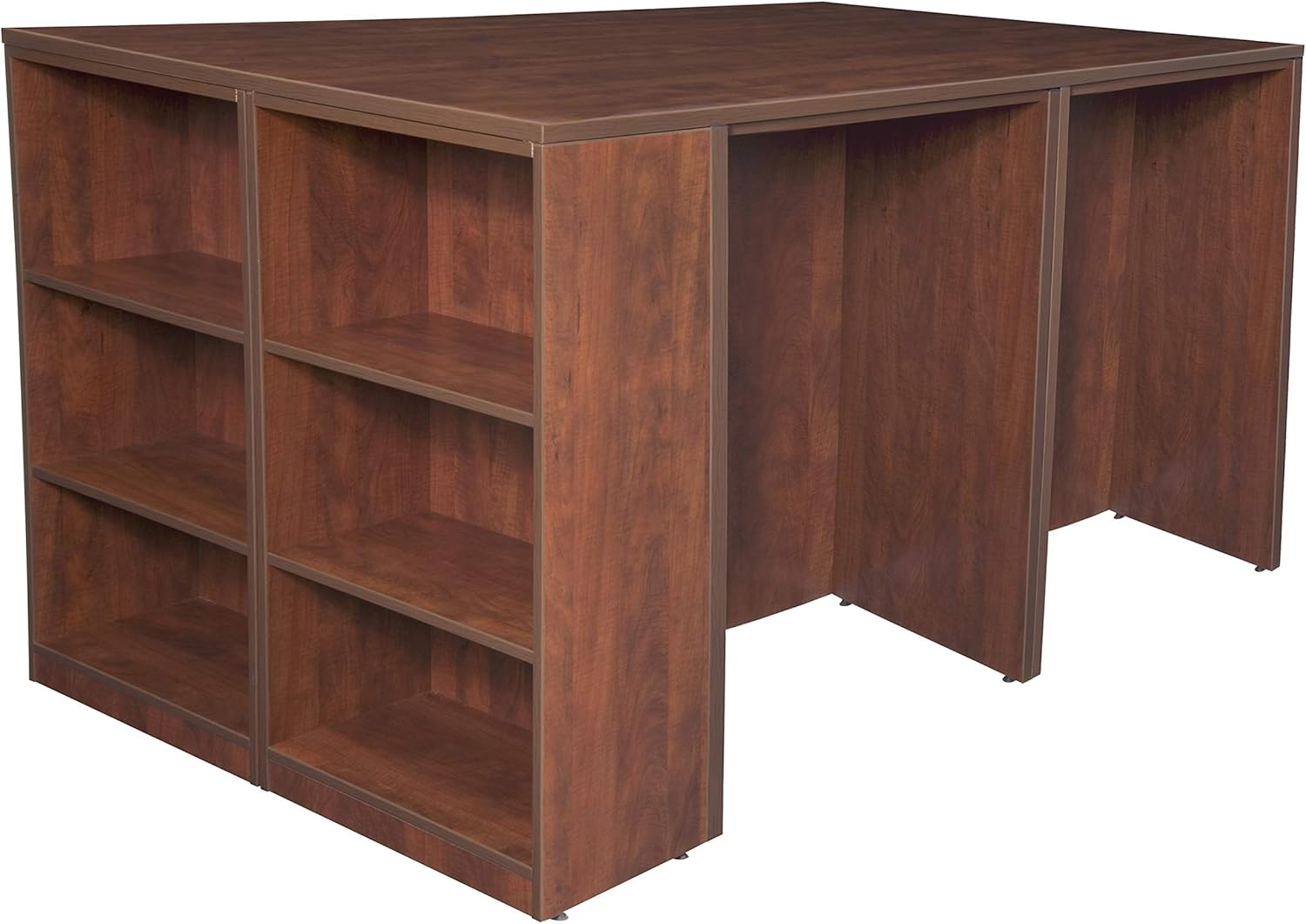 Regency Legacy Stand Up 2 Lateral File/ 2 Desk Quad with Bookcase End- Cherry