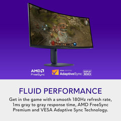 Alienware 34 Curved Gaming Monitor – AW3425DWM - 34-inch WQHD 180Hz 1ms Display  1500R  AMD FreeSync Premium  VESA AdaptiveSync.