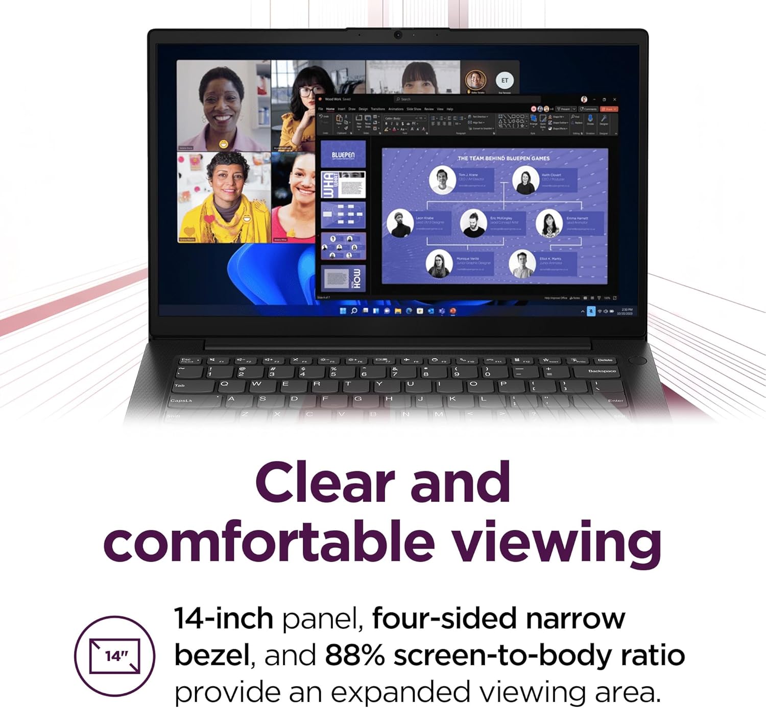 Lenovo 14 G4 - Laptop for Business - Intel Core i7-13620H - 14" FHD Display - 8GB RAM (upgradable to 16GB) - 256GB Storage (upgradable to 1TB) - Windows 11 Home - Thin & Portable - Business Black