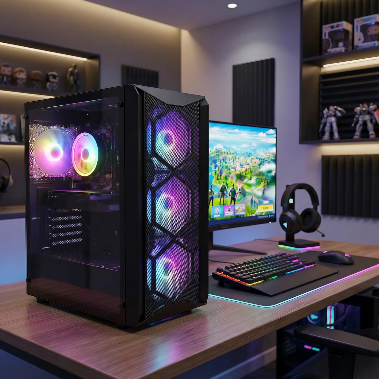 STGAubron Gaming PC Computer Desktop  Intel Core i7 8th Gen up to 4.1GHz  GeForce RTX 3050 6G  16G DDR4  1T SSD  WiFi 6  BT 5.2  RGB Fan x4  Windows 11 Home