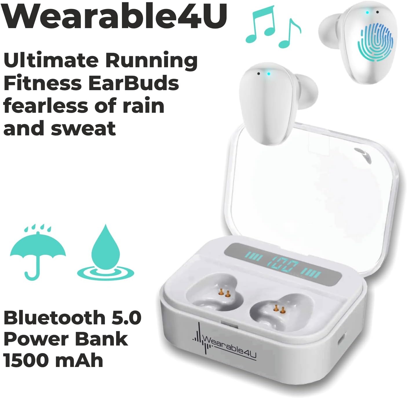 Wearable4U Garmin Forerunner 265 Music GPS Running 46 mm Smartwatch  Whitestone with AMOLED Touchscreen Display White Earbuds Bundle