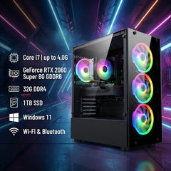 STGAubron Gaming PC Desktop Computer  Intel Core i7-6700 up to 4.0G  GeForce RTX 2060S 8G  32GB DDR4  1TB SSD  WiFi 6  BT 5.0  RGB Fan x4  Windows 11 Home