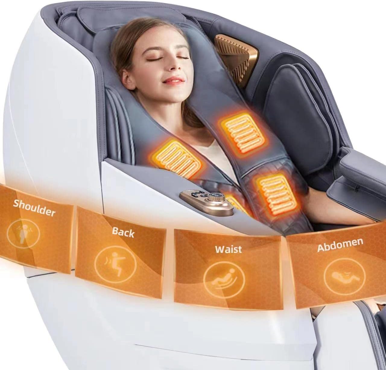 MassaMAX MT339 4D Massage Chair  Full Body Shiatsu Recliner with Electric Extendable Footrest  Zero Gravity  SL Track  Deep Yoga Stretch  22 Modes  AI Voice Control  Foot Rollers  and Heating (White)