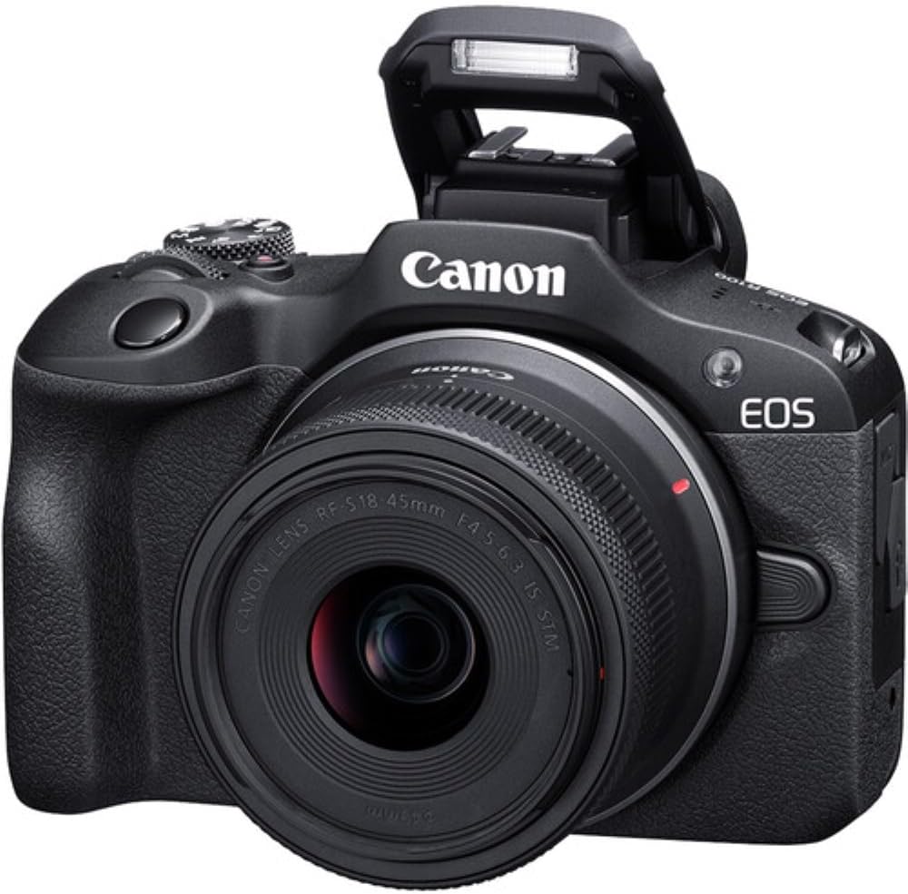 Canon EOS R100 Mirrorless Camera with RF-S18-45mm F4.5-6.3 IS STM Lens Kit  24.1 Megapixel CMOS (APS-C) Sensor  4K Video  RF Mount | Black Bundled with 64GB Memory Card & Camera Shoulder Bag (3 Items)