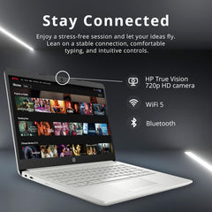 HP Stream 14" HD BrightView Laptop  Intel Celeron N4120 Processor  16GB RAM  64GB SSD  Intel UHD Graphics  720p Webcam  WiFi  HDMI  Win 11 S  Silver (Renewed)