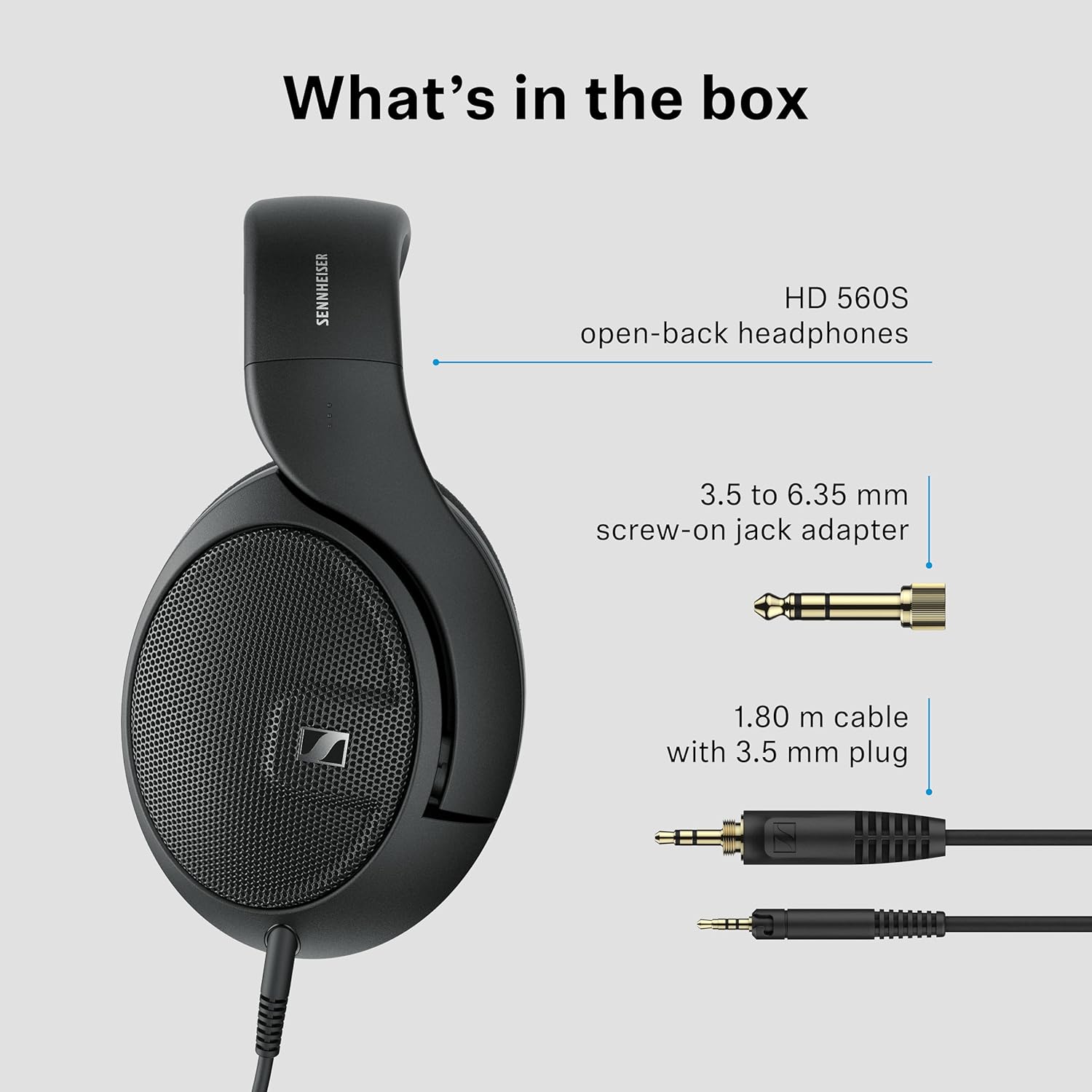 Sennheiser HD 560S Open-Back Over-Ear Wired Headphones – Neutral  Natural Sound for Music  Gaming  and Content Creation  Black