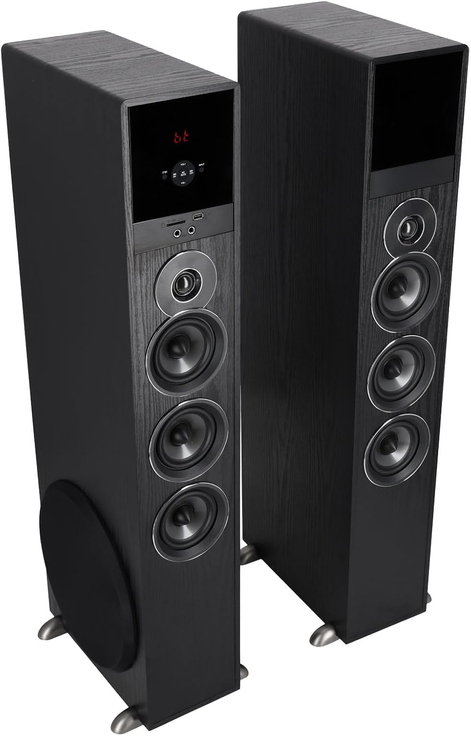 Rockville TM150B Powered Home Theater Tower Speaker System  Black  1000W  10" Subwoofers  Bluetooth  USB/SD Playback  FM Radio  Remote Control  Karaoke Ready  Perfect for Home Entertainment