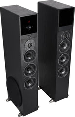 Rockville TM150B Powered Home Theater Tower Speaker System  Black  1000W  10" Subwoofers  Bluetooth  USB/SD Playback  FM Radio  Remote Control  Karaoke Ready  Perfect for Home Entertainment