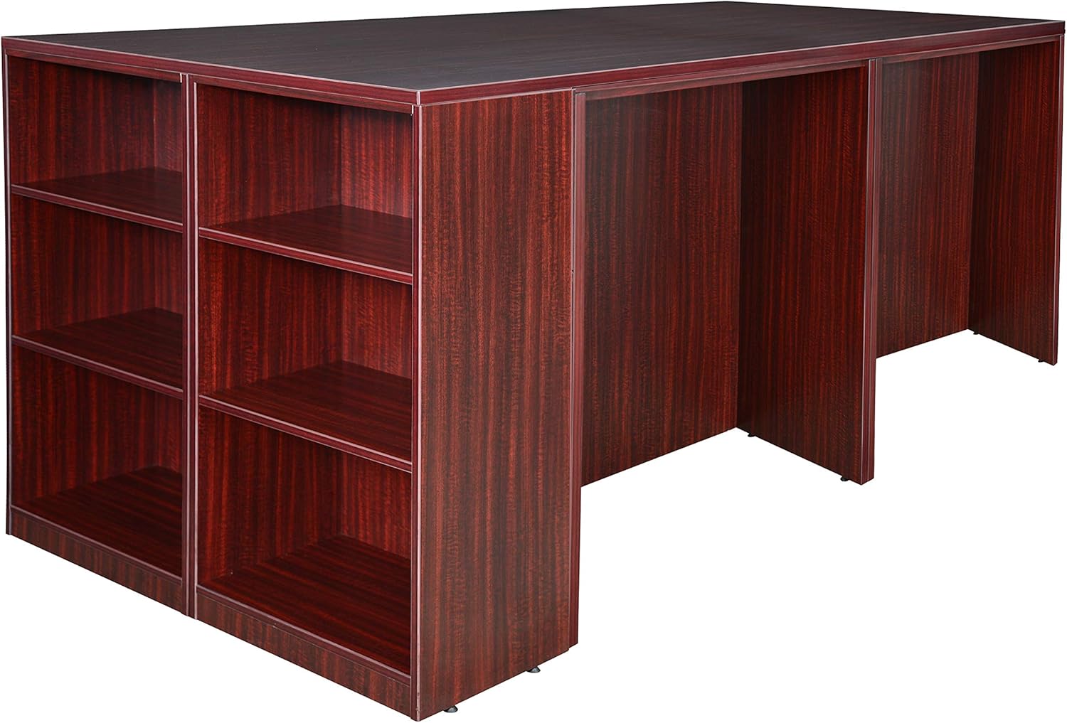 Regency Legacy Stand Up 2 Storage Cabinet/ 2 Desk Quad with Bookcase End- Mahogany
