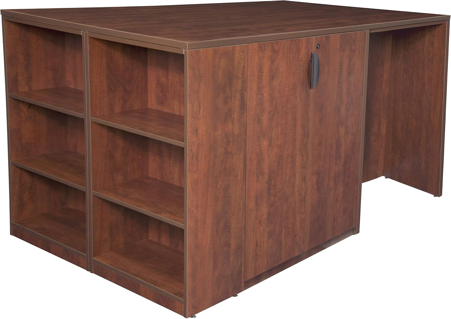 Regency Legacy Stand Up 2 Lateral File/Storage Cabinet/Desk Quad with Bookcase End- Cherry
