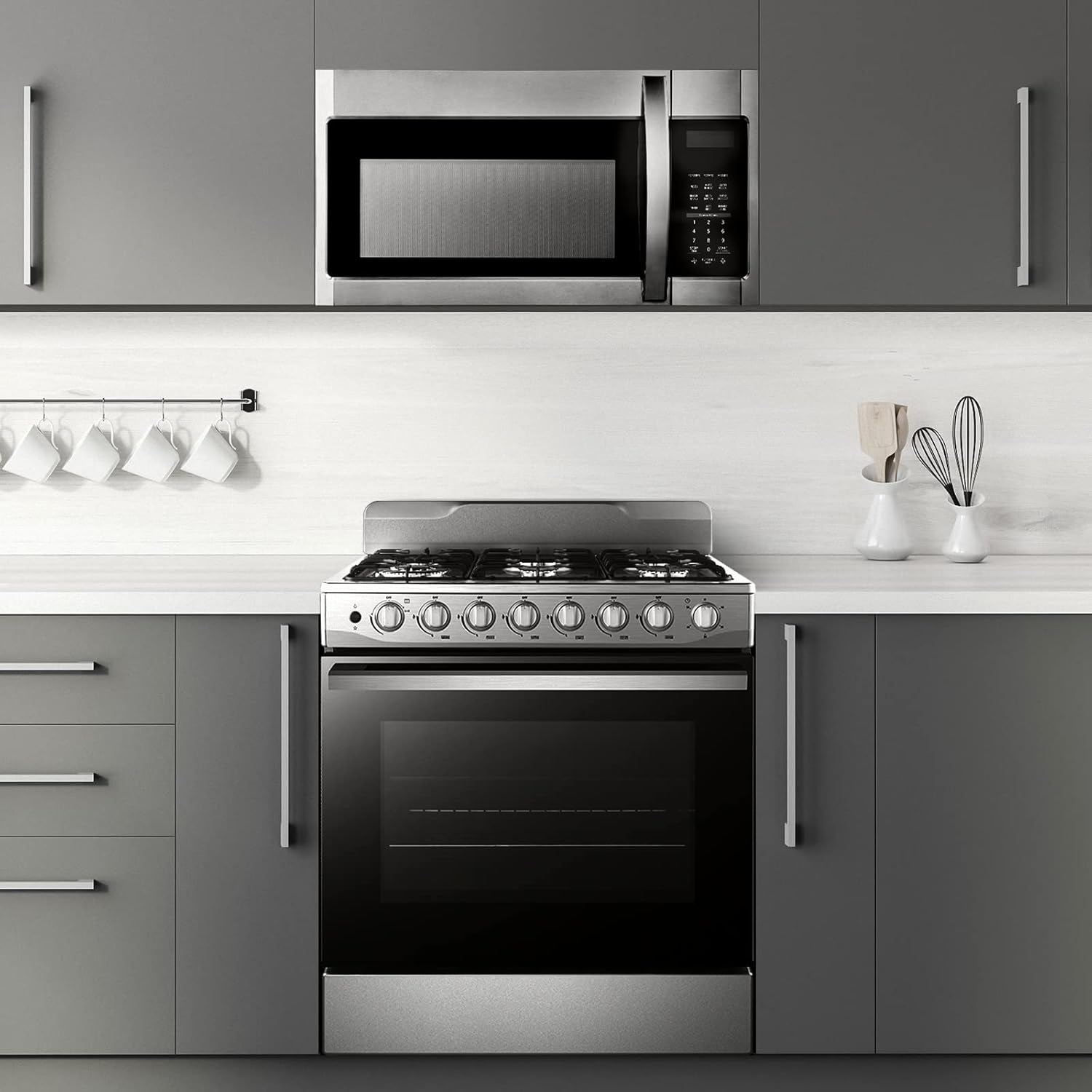 BLACK+DECKER EM044KB19 Over The Range Microwave Oven with One Touch, 1000 Watts, 400 CFM and Auto Cooking, OTR 1.9 Cu.ft