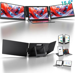 KYY 15.6" Laptop Screen Extender  1080P FHD IPS Portable Monitor  One Cable USB-C Triple Monitor  Dual Travel Screen for 12"-17'' Laptops  360° Rotation & Kickstand，X90D (Driver Need)