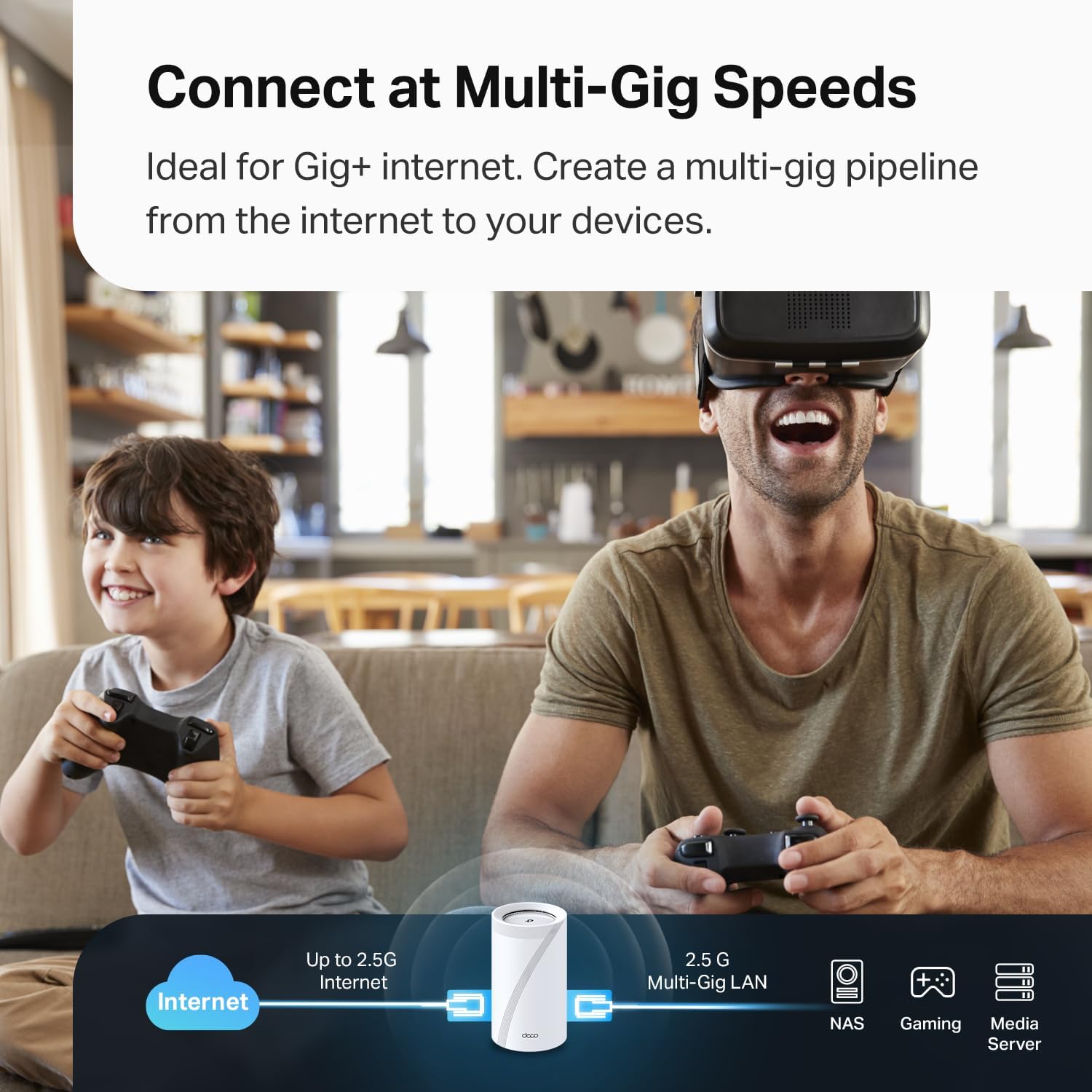 TP-Link Deco 7 Pro BE63 Tri-Band WiFi 7 BE10000 Whole Home Mesh System - 6-Stream 10 Gbps  4x2.5G Ports Wired Backhaul  4X Smart Internal Antennas  VPN  HomeShield  Free Expert Support (3-Pack)