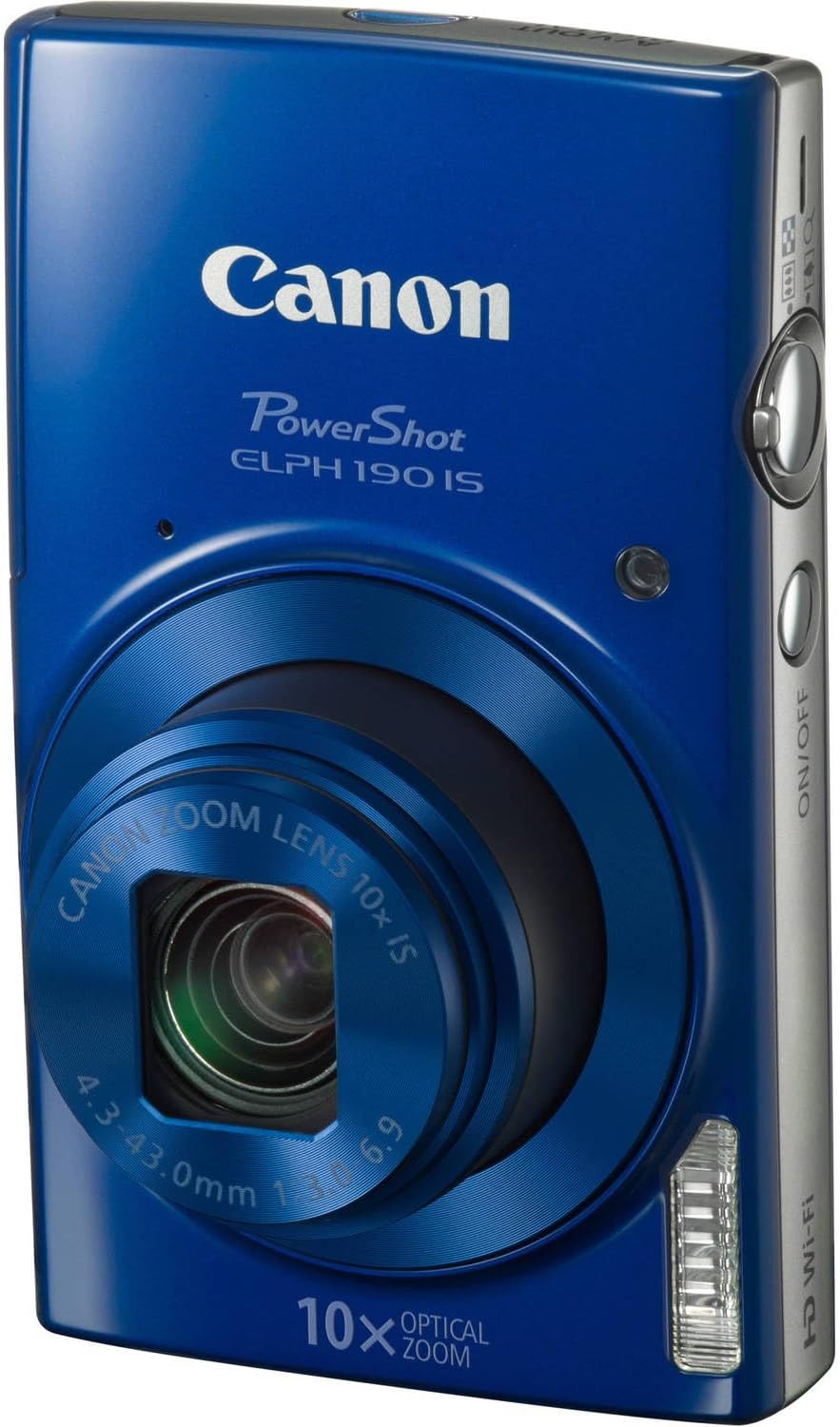 Canon PowerShot ELPH 190 Digital Camera Bundle (Blue) Compact Point and Shoot with WiFi Optical Zoom | Portable Design for Travel Sharing and Everyday Photography with Case and 64GB Card