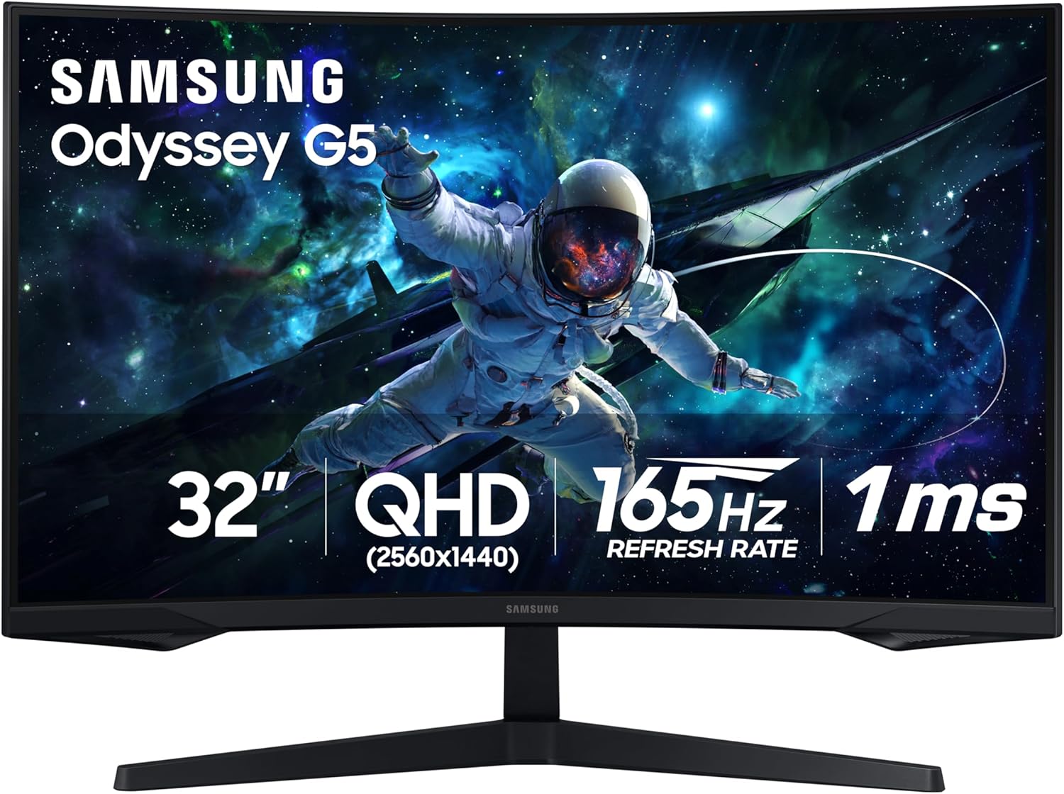 SAMSUNG 32" Odyssey G55C Series QHD 1000R Curved Gaming Monitor  1ms(MPRT)  HDR10  165Hz  AMD Radeon FreeSync  Eye Care  Glare Free  Sharp Resolution LS32CG550ENXZA
