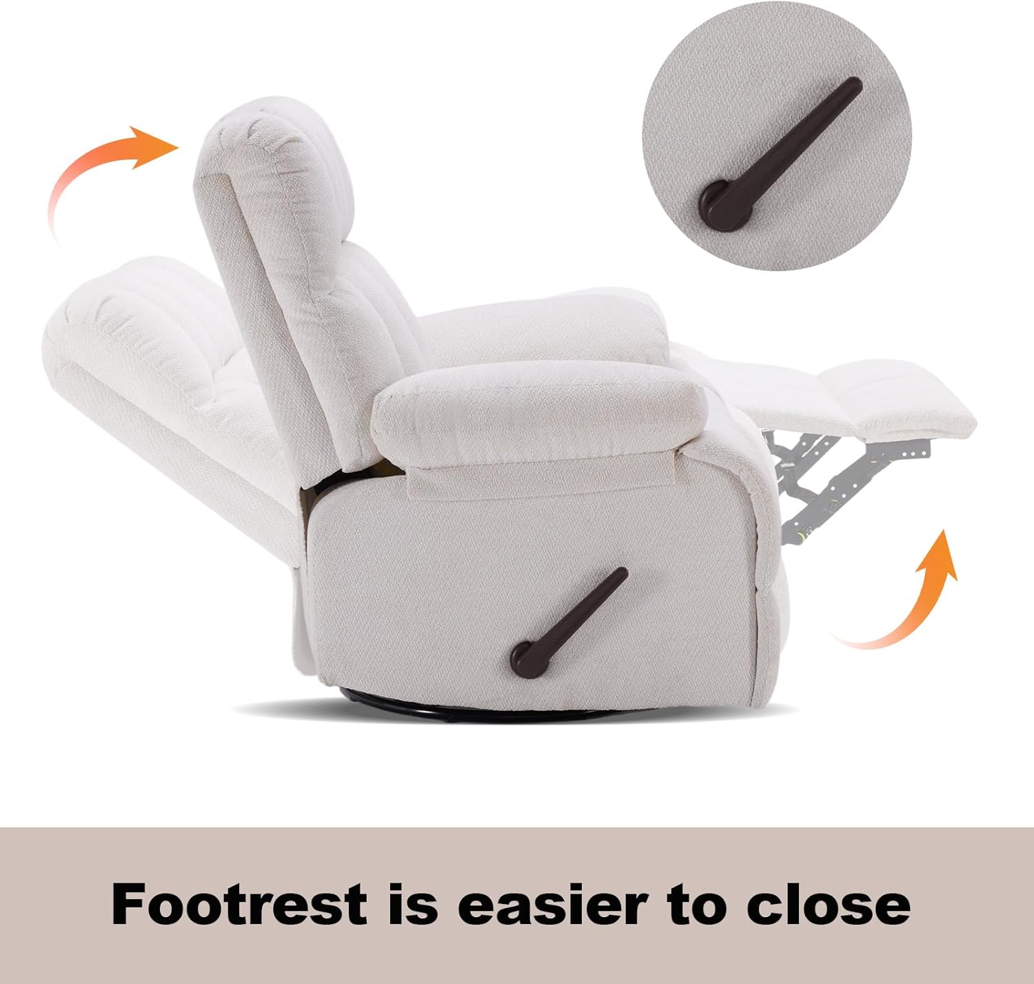 360° Swivel Glider Recliner, Oversized Recliner Rocker Chair, Extra Wide Manual Recliner, Overstuffed Soft Rocking Sofa Chair for Living Room& Bedroom (Beige)