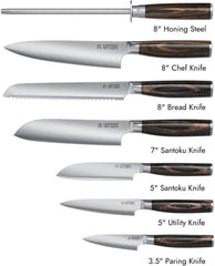 Yatoshi Kitchen Knife Set - 7 Piece, Ultra Sharp High Carbon Stainless Steel, Full Tang