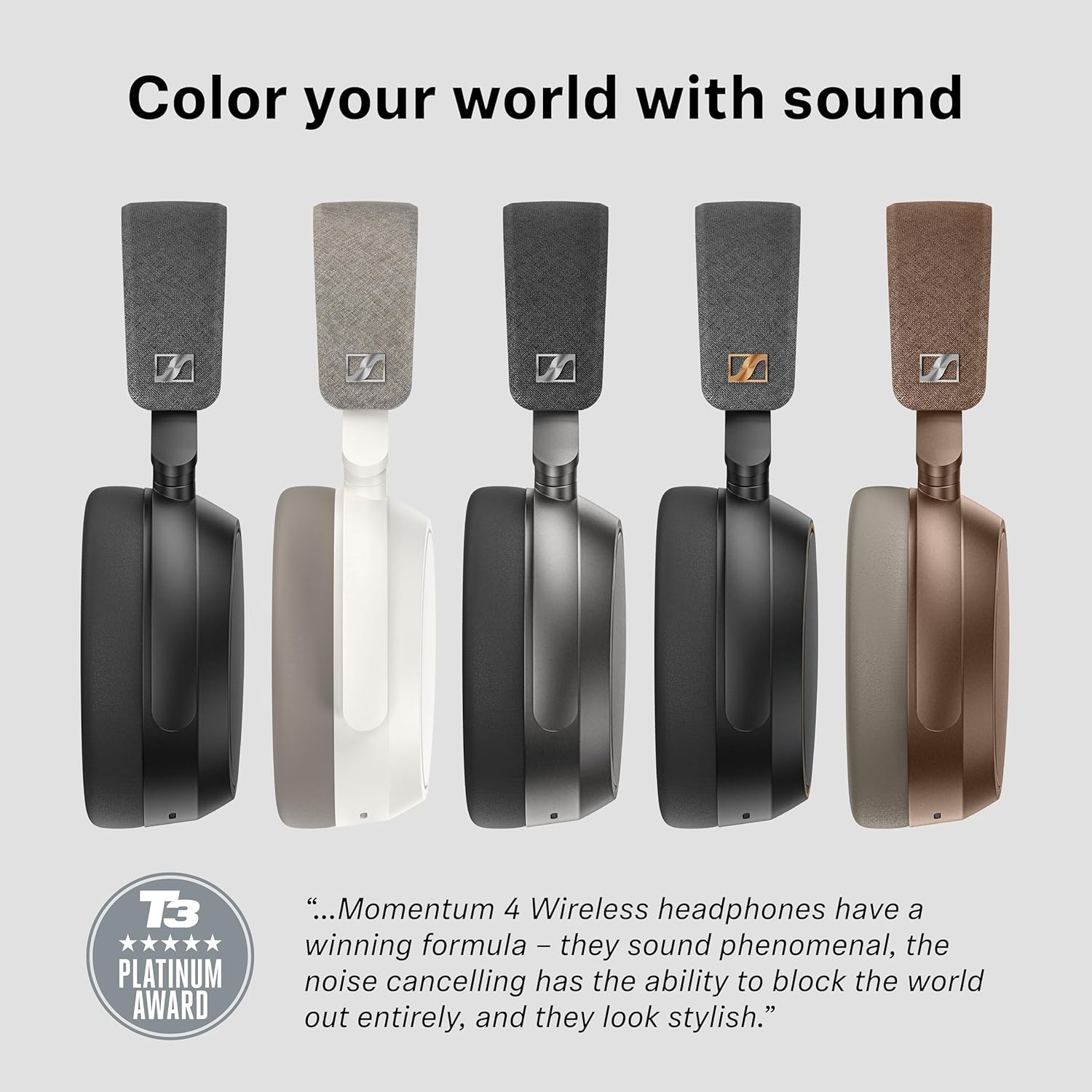 Sennheiser Momentum 4 Wireless Over-Ear Headphones - Bluetooth Headset for Clear Calls with Adaptive Noise Cancellation  Up to 60HR Playtime  Folding Design  Brown