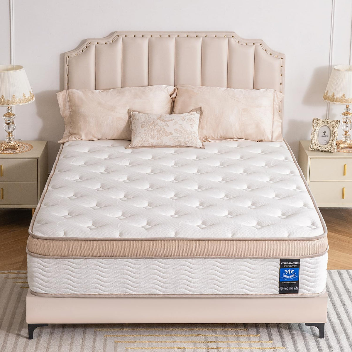 Queen Mattress 12 Inch Plush Soft Hybrid Cooling Breathable Memory Foam and Pocket Spring Bed, Pressure Relief, Zoned Support, Back Pain Relief, Fiberglass Free CertiPUR-US Certified