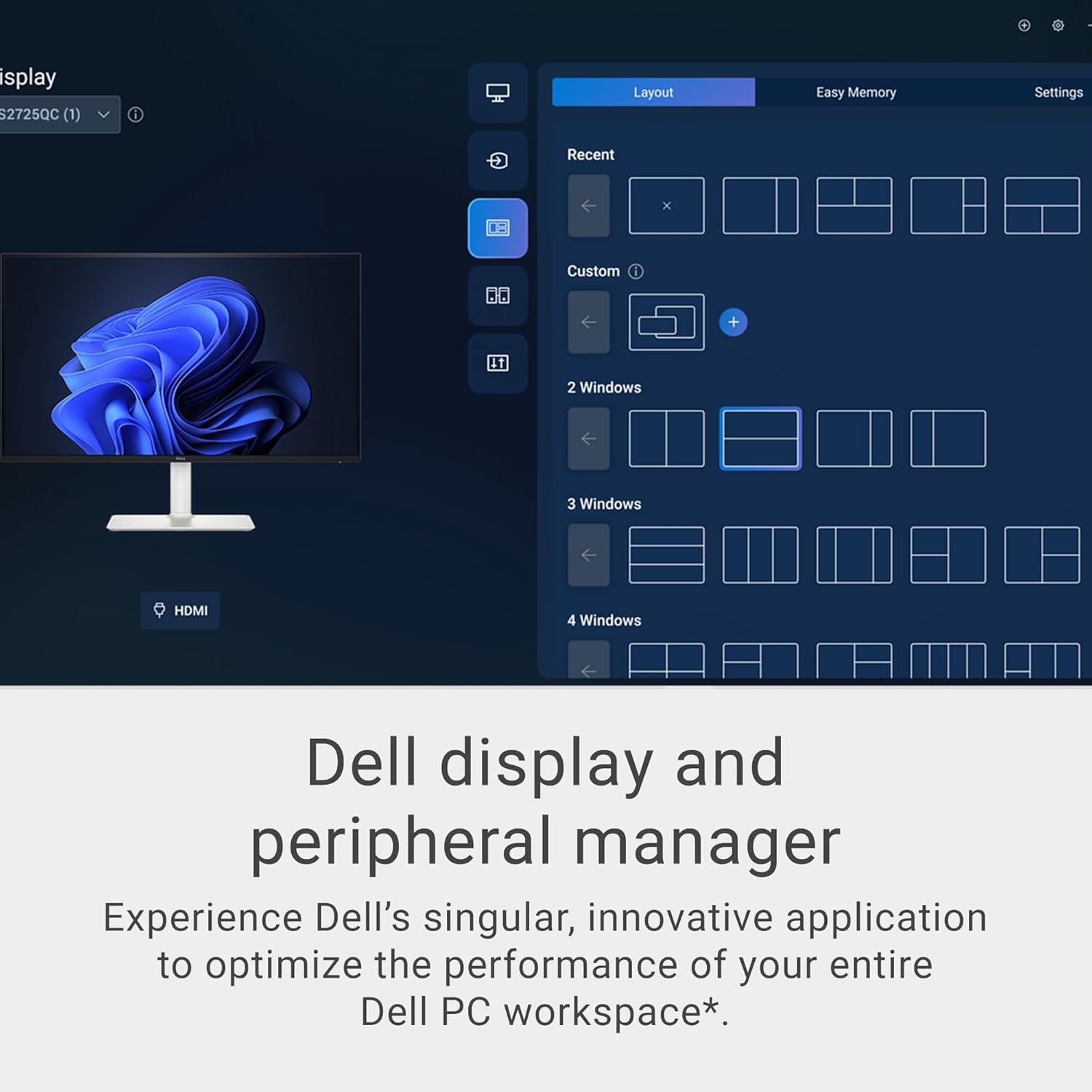 Dell 27 Plus 4K Monitor - S2725QS - 27-inch 4K (3840 x 2160) 120Hz 16:9 Display  IPS Panel  AMD FreeSync Premium  sRGB 99%  Integrated Speakers  1500:1 Contrast Ratio  Comfortview - Ash White