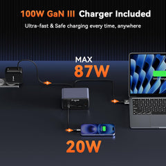 TobenONE MacBook Docking Station Dual 4K@60Hz  16-in-2 USB C Docking Station with 2 HDMI Ports  7 USB Ports  100W GaN Power Supply & 20W Charging  2.5Gbps Ethernet  for Home & Office