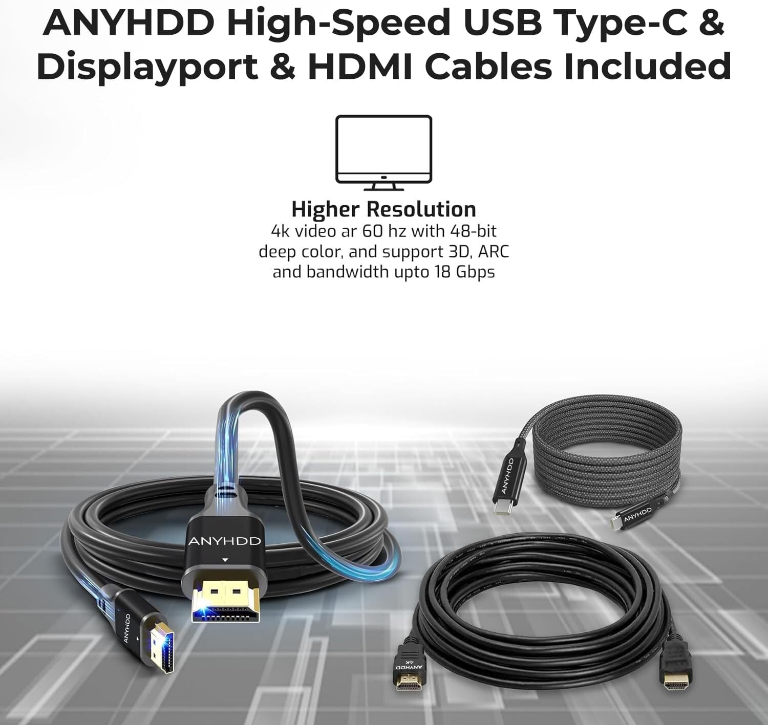 Dell WD19S Docking Station Dual Monitor Bundle - 180W  Supports 4K Display  Dell Dock with 180W Power Supply + Anyhdd 4K HDMI Cable + 4K DisplayPort Cable + USB-C Cable + Microfiber Cloth Included