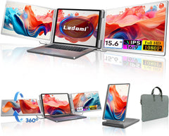 Laptop Screen Extender  15.6" FHD Laptop Monitor Extender  Triple Portable Monitor for 12"-18.5" Laptops  Plug & Play  360° Rotation Screen  Compatible with MacOS/Wins/Switch/Surface